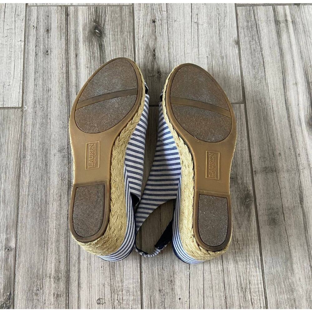 Lauren Ralph Lauren Navy and White Striped Espadrille Slingback Sandals - Picture 7 of 7